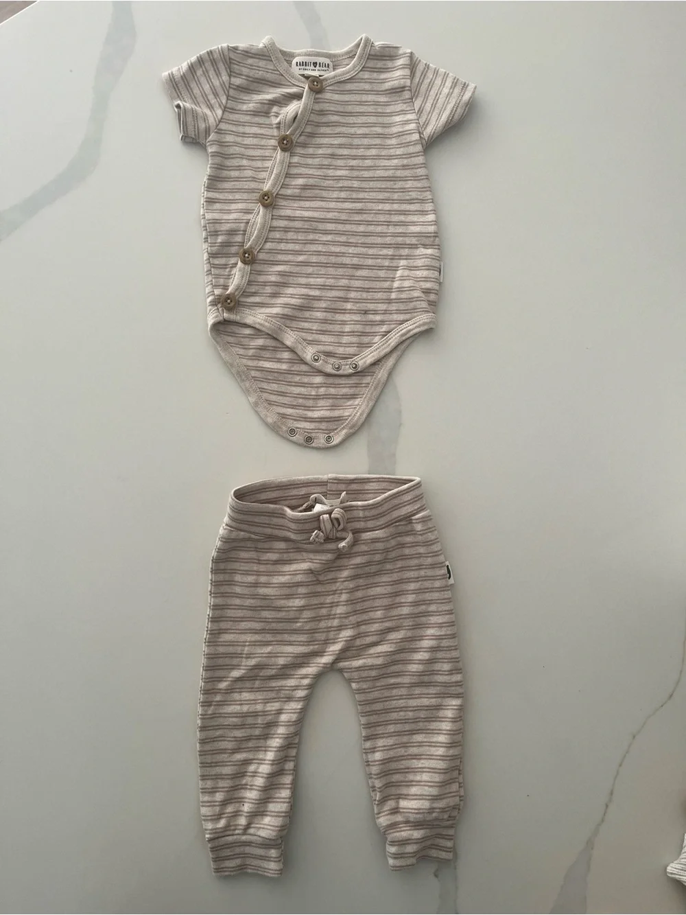 3-6M Rabbit & Bear Striped Set - Picture 1 of 3